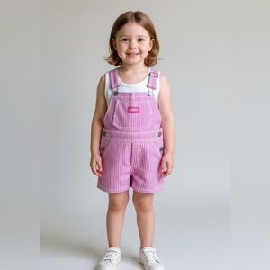 OshKosh B'gosh Pink and White Striped Overalls Size 3T